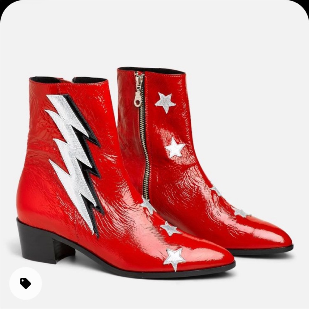 RED LEATHER ORIGINAL BOLT BOOTS BY MODERN VICE ⚡️